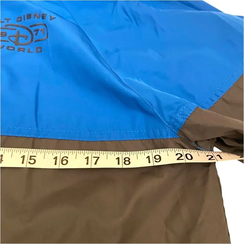 Disney Parks Unisex Size Small Windbreaker Jacket Blue and Grey with Hoodie